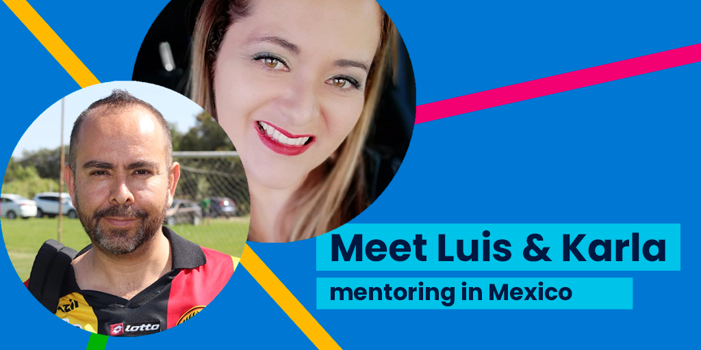 Technovation Mentor Feature - Photos of a Mexican man and woman smiling at the camera