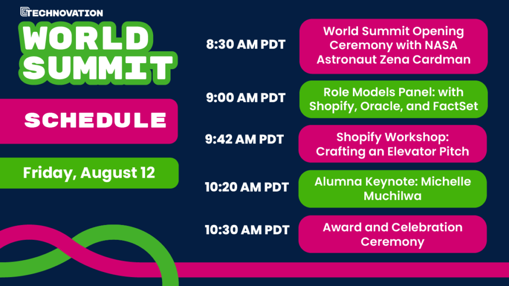 Schedule graphic for World Summit 2022, text below photo has written details
